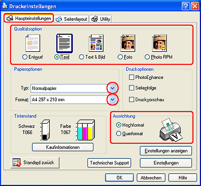 Text und Webseiten drucken