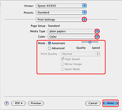 change to single sided printing mac