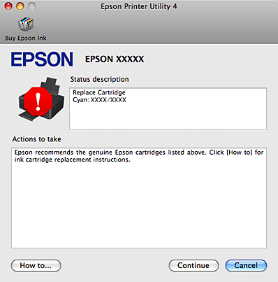 Un tampon d'encre de l'imprimante est quasiment en fin de vie Epson 